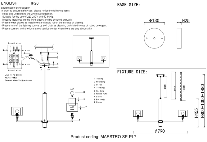 Подвесная люстра Crystal Lux Maestro SP-PL7 Gold 