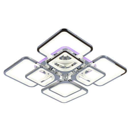 Светодиодная диммируемая люстра с ПДУ Profit Light 8057/4+4 CHR 224W+12W RGB 