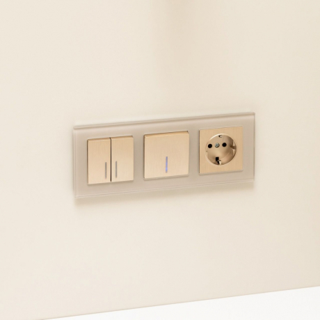 Выключатель проходной одноклавишный с подсветкой без рамки Werkel шампань рифленый W1112110