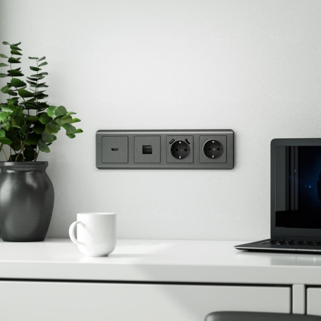 Накладка для розетки RJ-11 Werkel графит рифленый W1192004 