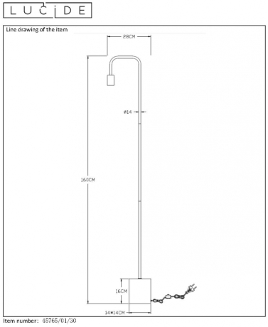 Торшер Lucide Lorin 45765/01/30 