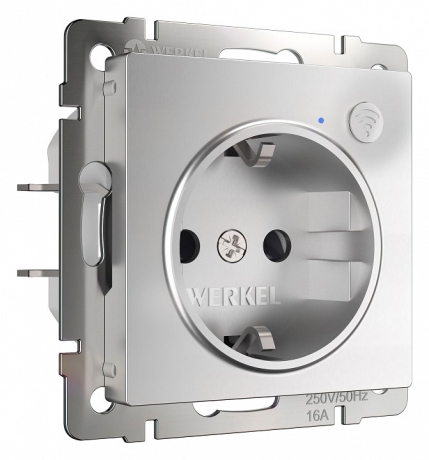 Розетка с заземлением и со шторками, без рамки с Wi-Fi Werkel серебряный W1171606