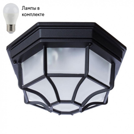 Уличный потолочный светильник с лампочкой Arte lamp A3100PL-1BK+Lamps