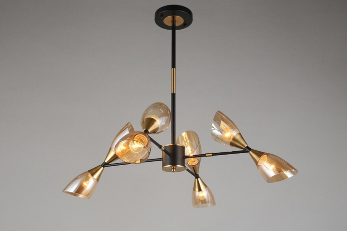 Люстра на штанге с лампочками Omnilux OML-66807-08+Lamps 