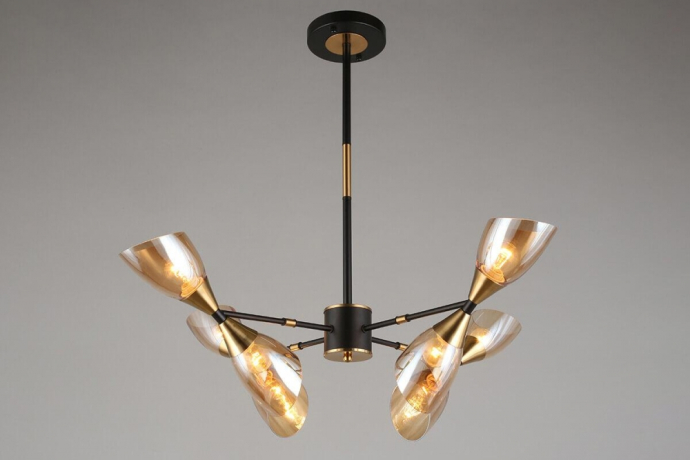 Люстра на штанге с лампочками Omnilux OML-66807-08+Lamps 