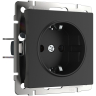 Розетка с заземлением, без рамки Werkel черный матовый W1171308