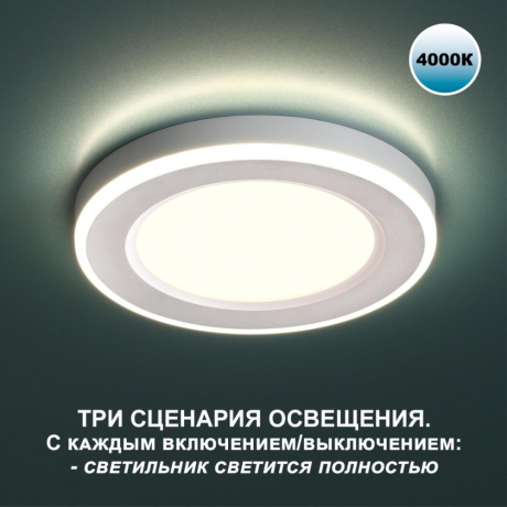 Нарушена упаковка!  <618977> Встраиваемый трёхрежимный светильник Novotech Span 359016