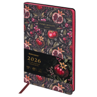 Нарушена упаковка!  <795440> Ежедневник датированный 2026 А5 138x213 мм, BRAUBERG "Vista", под кожу, гибкий, "Pomegranate", 117449