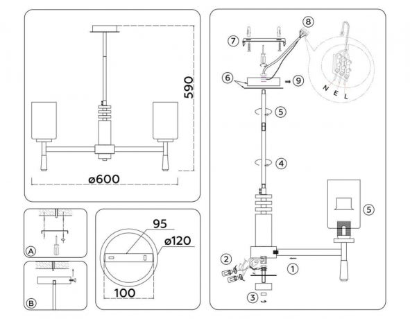 Люстра на штанге Ambrella Light HIGH LIGHT LH56251
