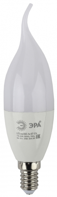 Лампа светодиодная ЭРА E14 9W 2700K матовая LED BXS-9W-827-E14 Б0027973