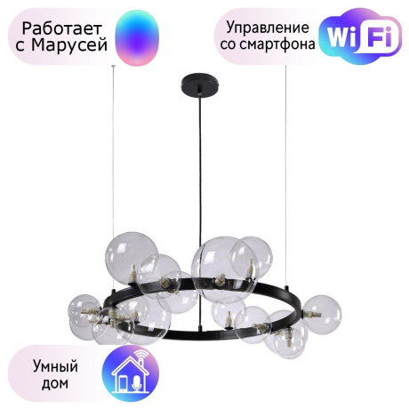 Подвесная люстра Crystal Lux с поддержкой Маруся AGATA SP15 V2 BLACK/TRANSPARENTE-М 