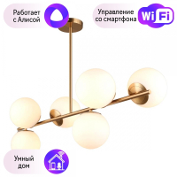 Люстра с поддержкой Алисы На штанге Omnilux OML-66627-06-A