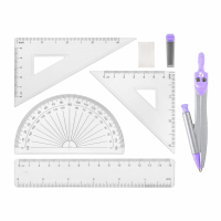 Нарушена упаковка!  <795883> Готовальня BRAUBERG SCHOOL KIT, 9 предметов, циркуль 125 мм, чертежные принадлежности, лаванда, 210713