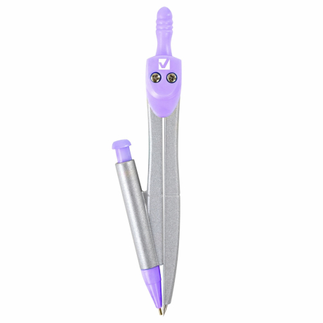 Нарушена упаковка! <795883> Готовальня BRAUBERG SCHOOL KIT, 9 предметов, циркуль 125 мм, чертежные принадлежности, лаванда, 210713