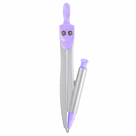 Нарушена упаковка! <795883> Готовальня BRAUBERG SCHOOL KIT, 9 предметов, циркуль 125 мм, чертежные принадлежности, лаванда, 210713