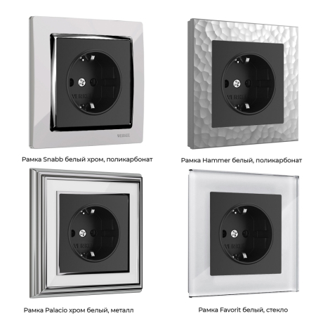 Розетка с заземлением и со шторками, без рамки Werkel черный матовый W1171108