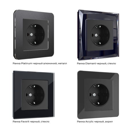 Розетка с заземлением и со шторками, без рамки Werkel черный матовый W1171108