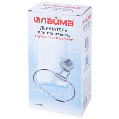 Нарушена упаковка!  <386625> Держатель-кольцо для полотенец LAIMA, хромированная сталь, крепление к стене, 607431 (607431)