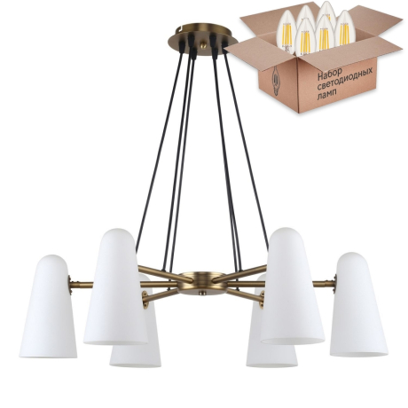 Подвесная люстра с лампочками Favourite Vision 2763-6P+Lamps E14 Свеча 