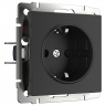 Розетка с заземлением, без рамки Werkel черный матовый W1171008