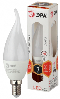 Лампа светодиодная ЭРА E14 7W 2700K матовая LED BXS-7W-827-E14 Б0028482