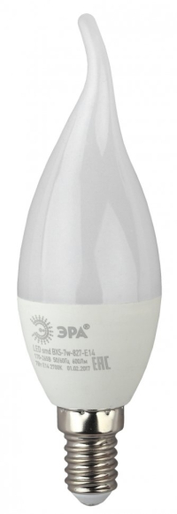 Лампа светодиодная ЭРА E14 7W 2700K матовая LED BXS-7W-827-E14 Б0028482