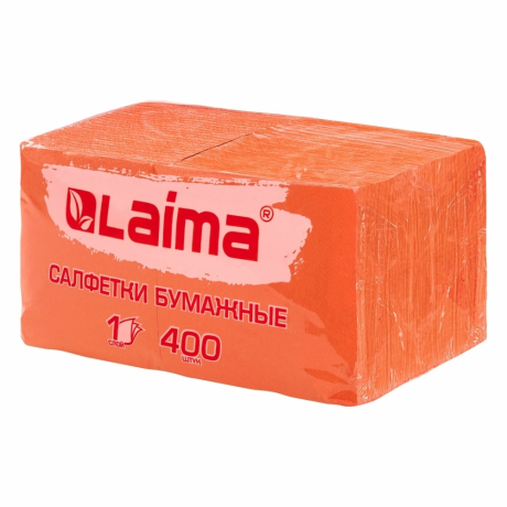 Нарушена упаковка!  <402330> Салфетки бумажные 400 шт., 24х24 см, "Big Pack", оранжевые, 100% целлюлоза, LAIMA, 114729 (114729)