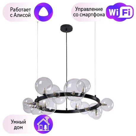 Подвесная люстра Crystal Lux с поддержкой Алиса AGATA SP15 V2 BLACK/TRANSPARENTE-А 