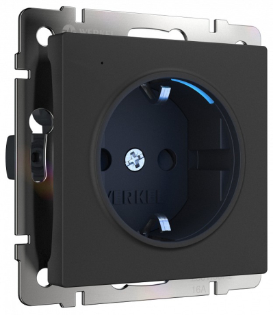 Розетка с заземлением с подсветкой, без рамки Werkel черный W1171408