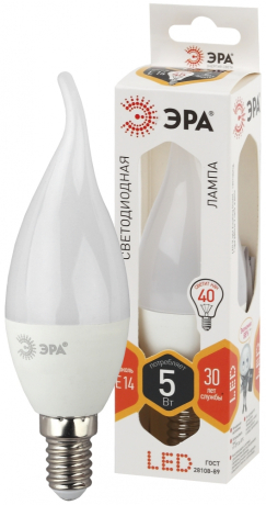 Лампа светодиодная ЭРА E14 5W 2700K матовая LED BXS-5W-827-E14 Б0027967 