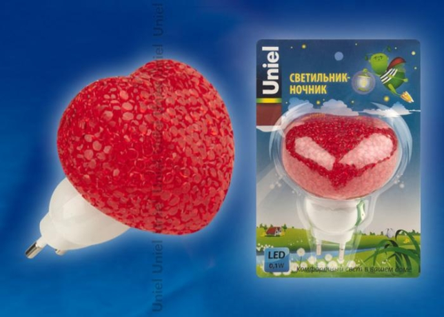 Светильник-ночник (10325) Uniel DTL-309-Сердечко/Red/1LED/0,1W 