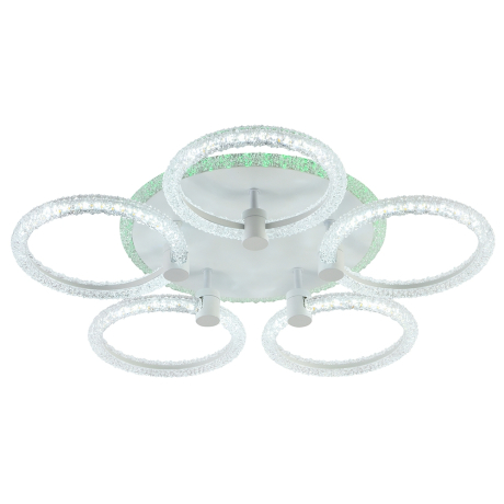 Светодиодная диммируемая люстра с ПДУ Profit Light 8024/5 WHT 90W+8W RGB 