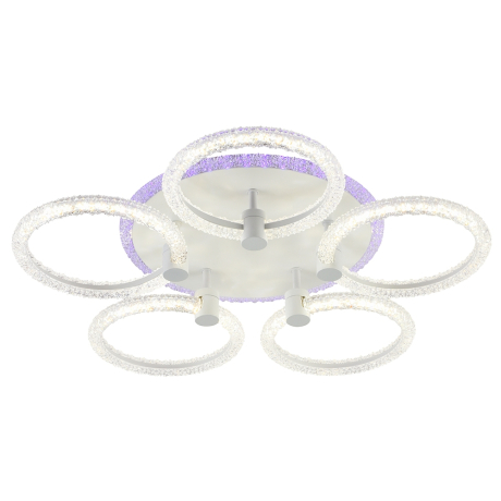 Светодиодная диммируемая люстра с ПДУ Profit Light 8024/5 WHT 90W+8W RGB 