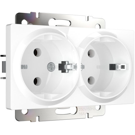 Розетка двойная с заземлением, без рамки Werkel белый W1172001