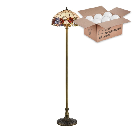 Торшер с лампочками Velante Тиффани 813-805-02+Lamps 