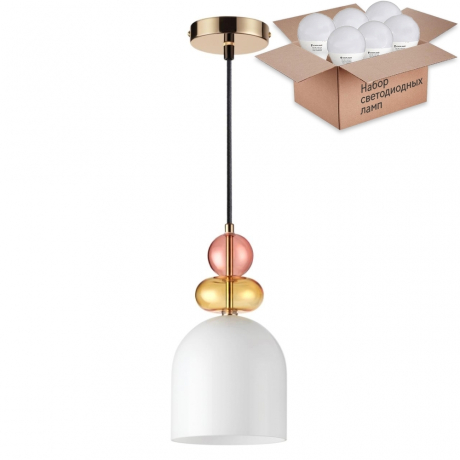 Подвесной светильник с лампочкой Lumion Gillian 4589/1B+Lamps E27 P45 