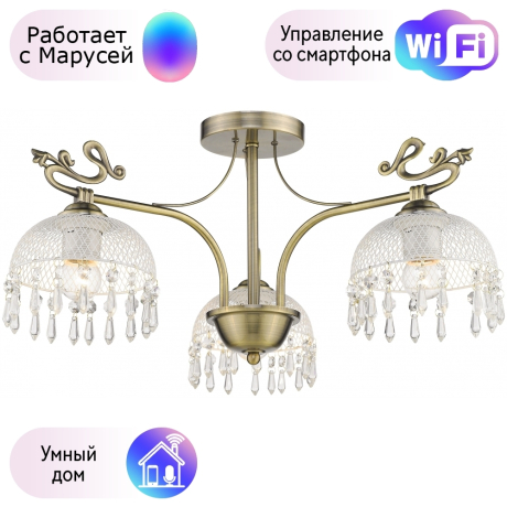 Потолочная люстра Velante с поддержкой Маруся 733-507-03-М 