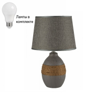 Настольная лампа с абажуром с лампочкой Arti Lampadari Gaeta E 4.1.T1 GY+Lamps