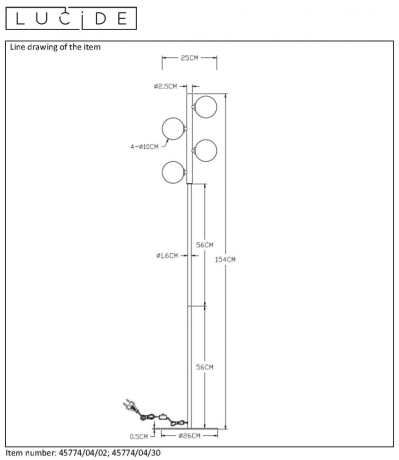 Торшер Lucide Tycho 45774/04/30 
