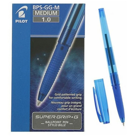 Нарушена упаковка!  <844422> Ручка шариковая с грипом PILOT Super Grip G, СИНЯЯ, узел 1 мм, линия 0,27 мм, BPS-GG-M L (144710)