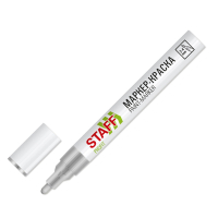 Нарушена упаковка! <795752> Маркер-краска лаковый (paint marker) 2-4 мм, СЕРЕБРИСТЫЙ, НИТРО-ОСНОВА, STAFF PROFIT, для любых поверхностей, 152580