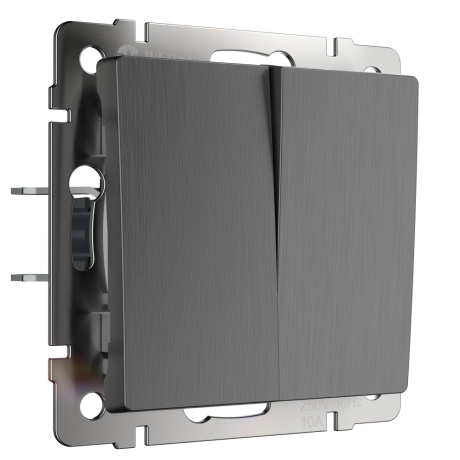 Выключатель проходной двухклавишный без рамки Werkel графит рифленый W1122004