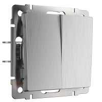 Выключатель двухклавишный без рамки Werkel серебряный рифленый W1122009