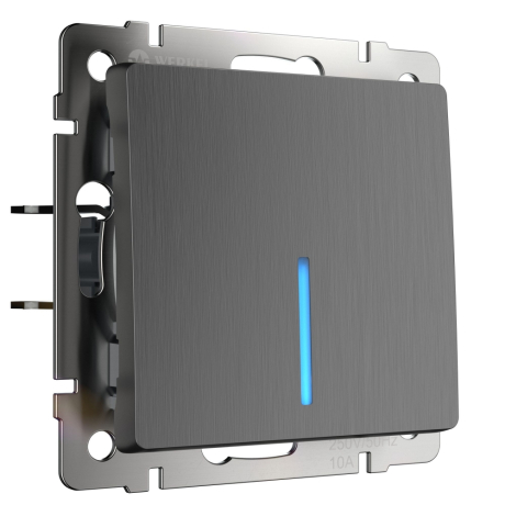 Выключатель одноклавишный с подсветкой без рамки Werkel графит рифленый W1110104