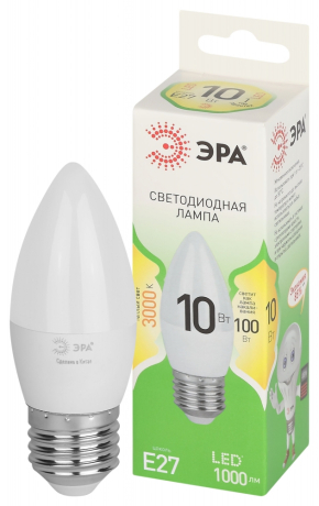 Лампочка светодиодная ЭРА GREEN LINE LED B35-10W-830-E27 GL E27 10 Вт свеча теплый свет Б0067097 