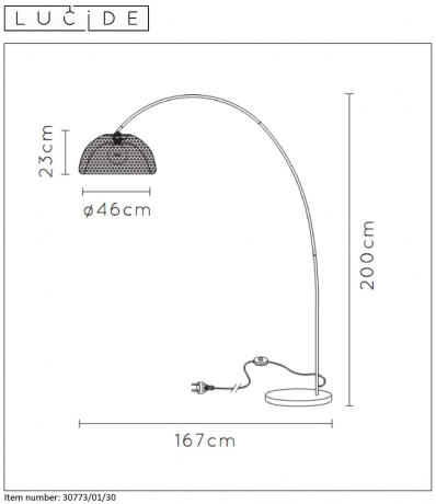 Торшер изогнутый Lucide Mesh 30773/01/30 