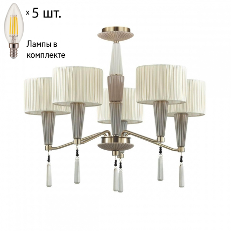 Потолочная люстра Odeon Latte с лампочками 5403/5+Lamps E14 Свеча 