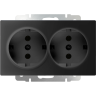 Розетка двойная с заземлением, без рамки Werkel черный матовый W1172008