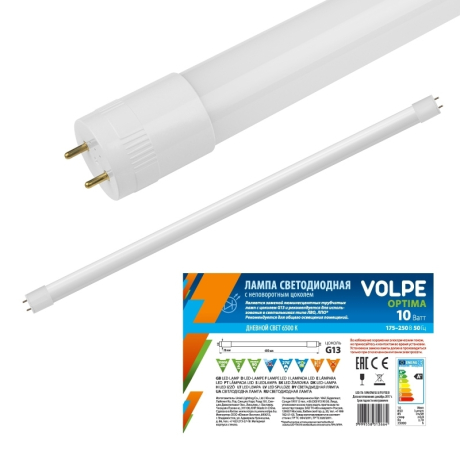 Нарушена упаковка.  <186095> 10075 Volpe (()) LED-T8-10W/DW/G13/FR/FIX/O рукав