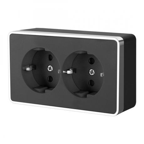 Розетка двойная с заземлением Werkel Gallant (черный/хром) W5072135